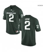 Women's Justin Layne Michigan State Spartans #2 Nike NCAA Green Authentic College Stitched Football Jersey RF50C14OX